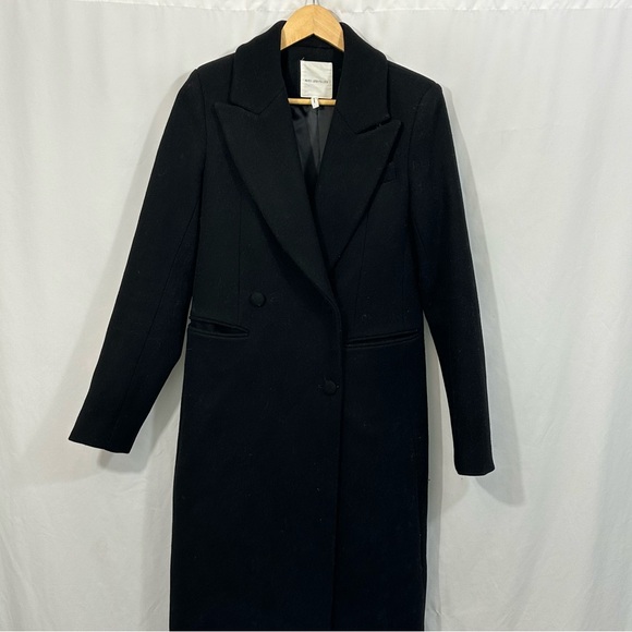 Avec Les Filles Wool Double Breasted Long Tailored Jacket in Black - Picture 4 of 11